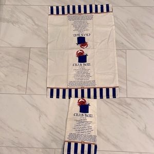 2 Crab Bowl Kitchen Towels. New never used.